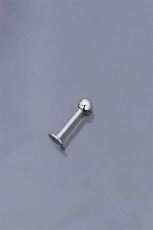 Silver Renk Düz Bar Tek Taraflı Top Model 316L Cerrahi Çelik Piercing
