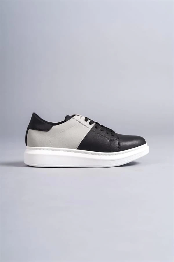 SLW151 Boost Bağcıklı Cilt Süet Erkek Günlük Sneaker Ayakkabı CSBT - Siyah/Gri