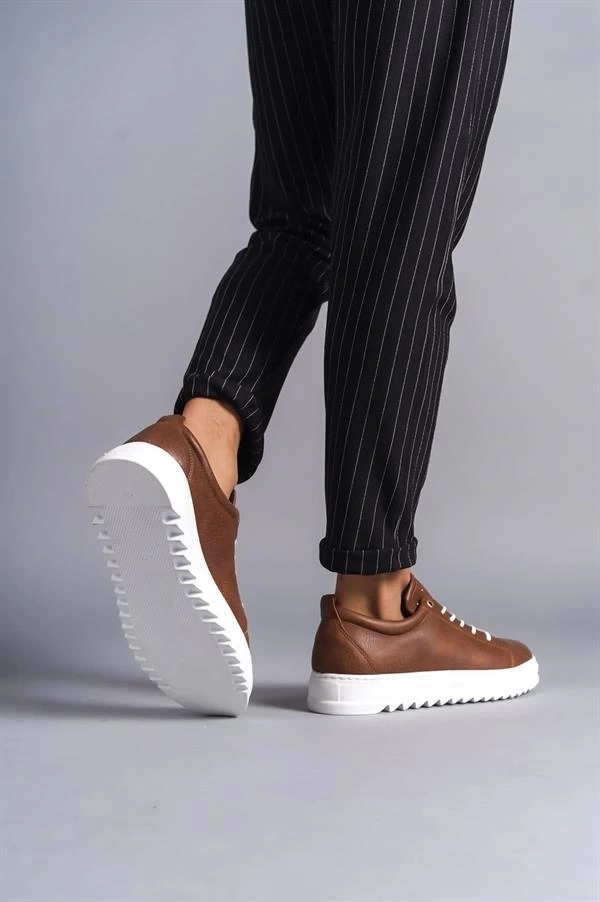 SLW152 Cool Bağcıklı Cilt Erkek Günlük Spor Klasik Ayakkabı CBT - Taba