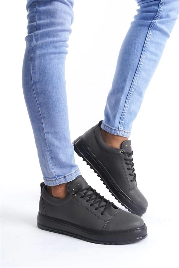 SLW152 Cool Bağcıklı Cilt Erkek Günlük Spor Klasik Ayakkabı CST - Füme