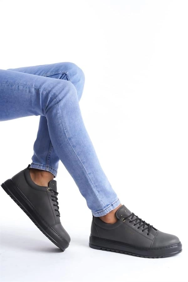 SLW152 Cool Bağcıklı Cilt Erkek Günlük Spor Klasik Ayakkabı CST - Füme