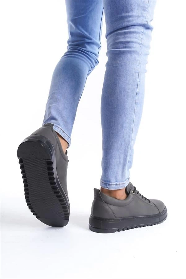 SLW152 Cool Bağcıklı Cilt Erkek Günlük Spor Klasik Ayakkabı CST - Füme