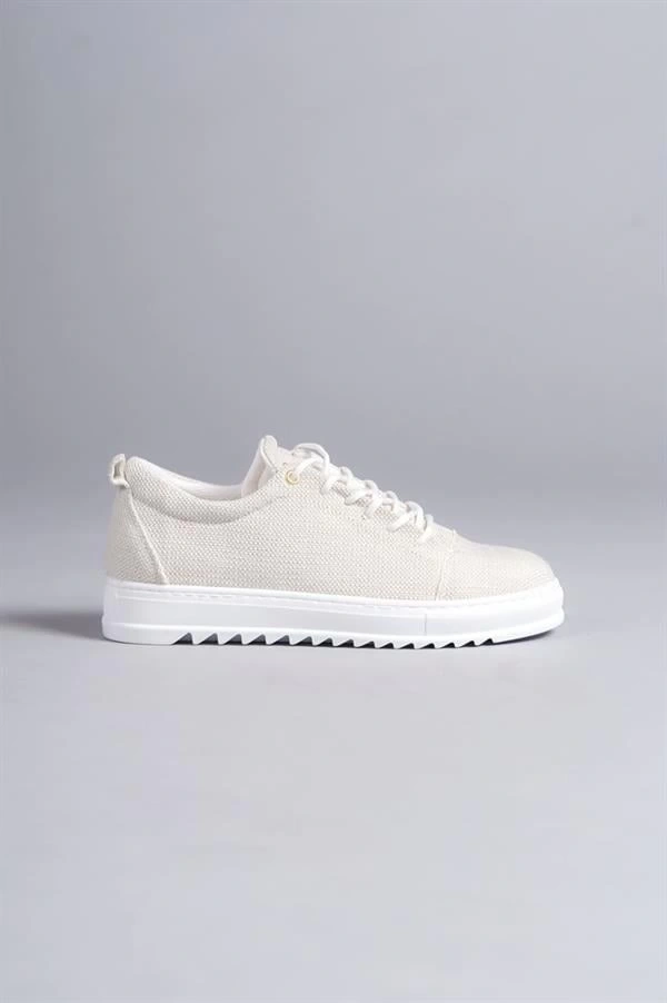 SLW152 Cool Bağcıklı Keten Erkek Günlük Spor Klasik Ayakkabı KBT - Beyaz