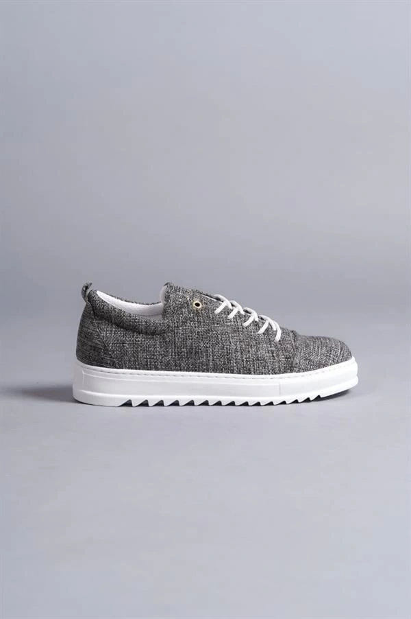 SLW152 Cool Bağcıklı Keten Erkek Günlük Spor Klasik Ayakkabı KBT - Gri