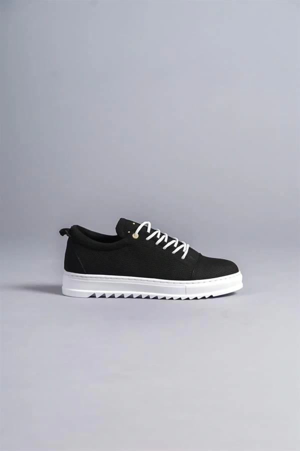 SLW152 Cool Bağcıklı Keten Erkek Günlük Spor Klasik Ayakkabı KBT - Siyah