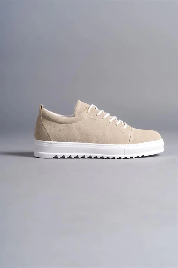 SLW152 Cool Bağcıklı Süet Erkek Günlük Spor Klasik Ayakkabı SBT - Krem