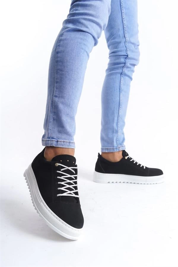 SLW152 Cool Bağcıklı Süet Erkek Günlük Spor Klasik Ayakkabı SBT - Siyah