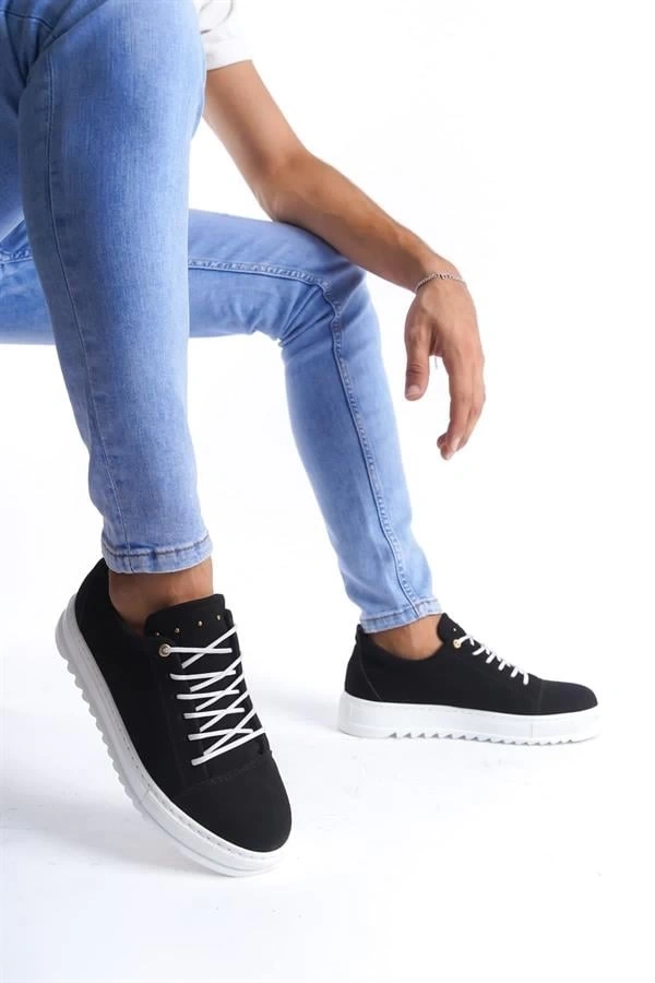 SLW152 Cool Bağcıklı Süet Erkek Günlük Spor Klasik Ayakkabı SBT - Siyah