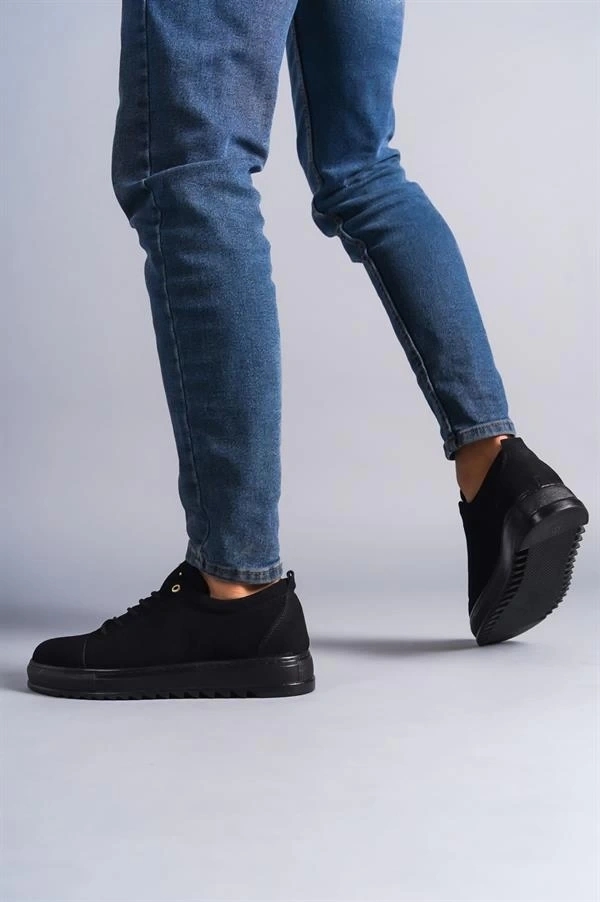 SLW152 Cool Bağcıklı Süet Erkek Günlük Spor Klasik Ayakkabı SST - Siyah