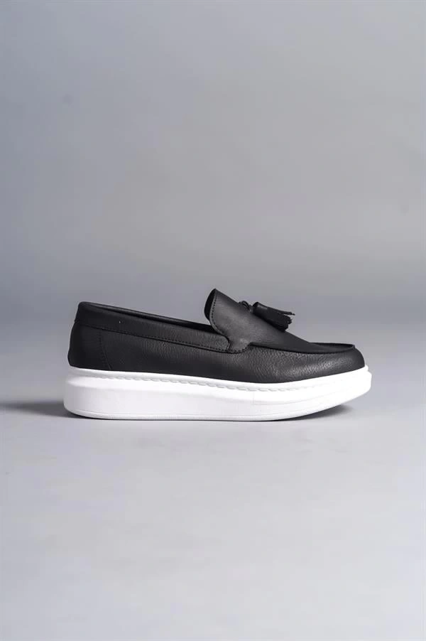 SLW154 Blaze Bağcıksız Püsküllü Cilt Erkek Günlük Spor Klasik Ayakkabı CBT - Siyah