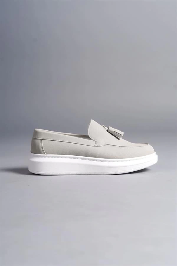 SLW154 Blaze Bağcıksız Püsküllü Süet Erkek Günlük Spor Klasik Ayakkabı SBT - Gri