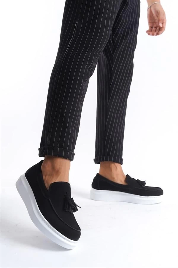 SLW154 Blaze Bağcıksız Püsküllü Süet Erkek Günlük Spor Klasik Ayakkabı SBT - Siyah