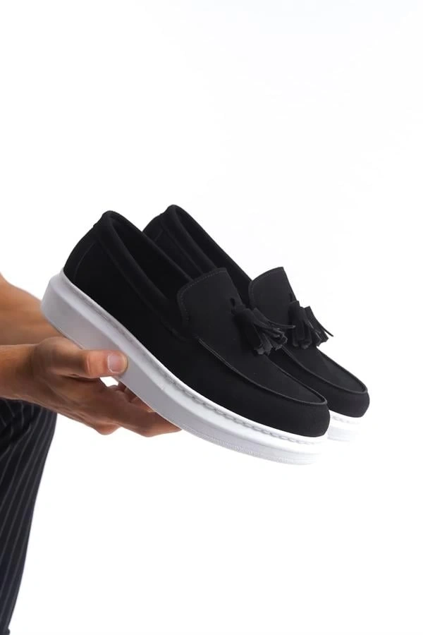 SLW154 Blaze Bağcıksız Püsküllü Süet Erkek Günlük Spor Klasik Ayakkabı SBT - Siyah