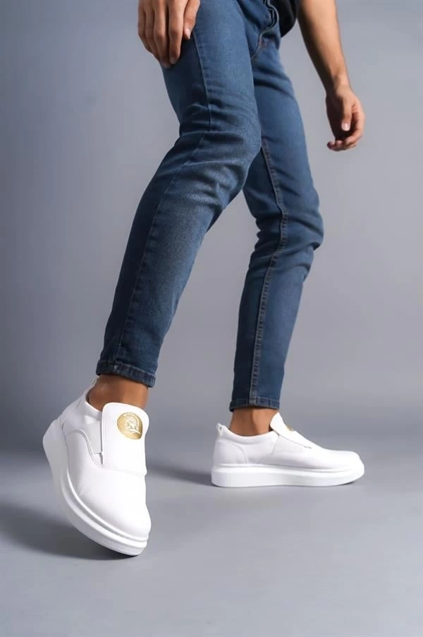 SLW161 Hippo Bağcıksız Cilt Erkek Günlük Sneaker Ayakkabı CBT - Beyaz