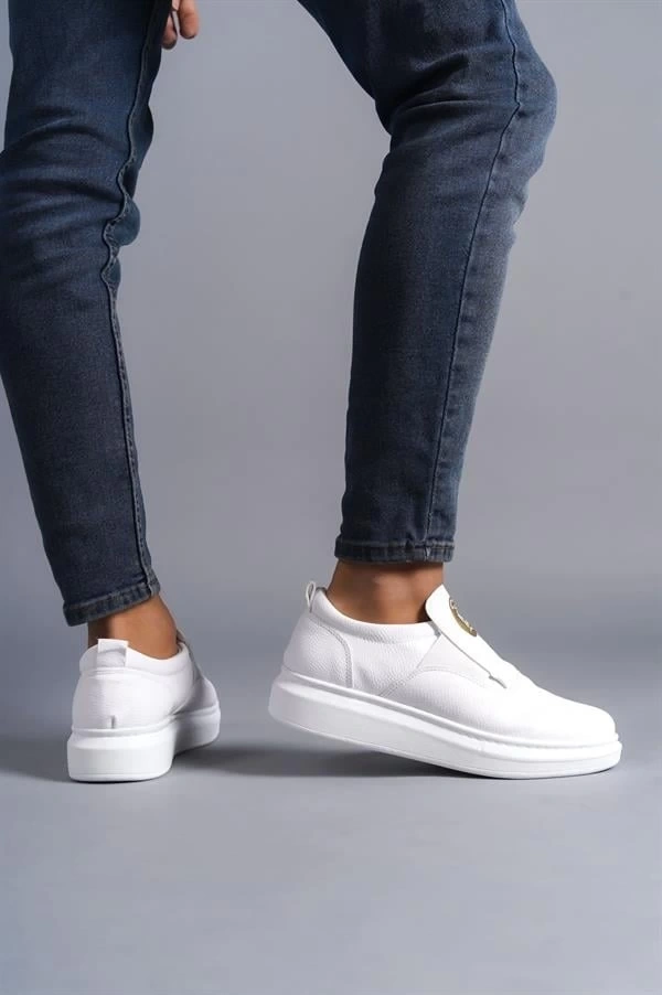 SLW161 Hippo Bağcıksız Cilt Erkek Günlük Sneaker Ayakkabı CBT - Beyaz