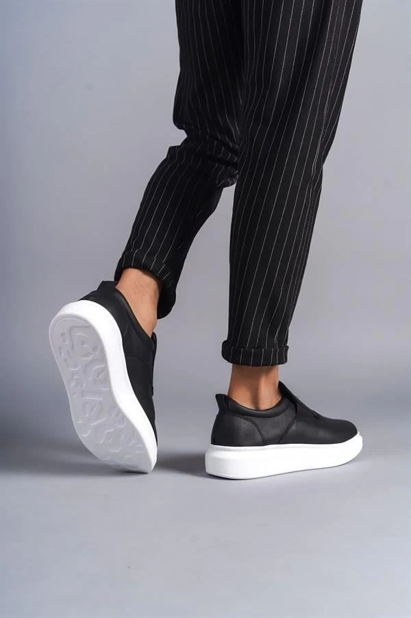 SLW161 Hippo Bağcıksız Cilt Erkek Günlük Sneaker Ayakkabı CBT - Siyah