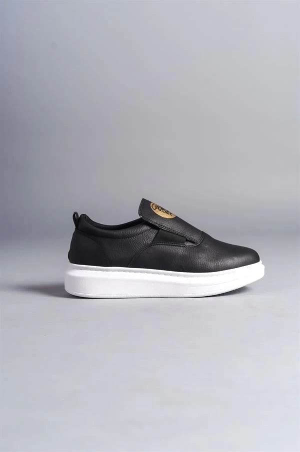 SLW161 Hippo Bağcıksız Cilt Erkek Günlük Sneaker Ayakkabı CBT - Siyah