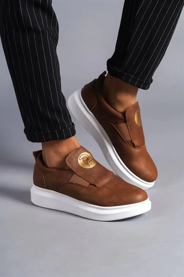 SLW161 Hippo Bağcıksız Cilt Erkek Günlük Sneaker Ayakkabı CBT - Taba