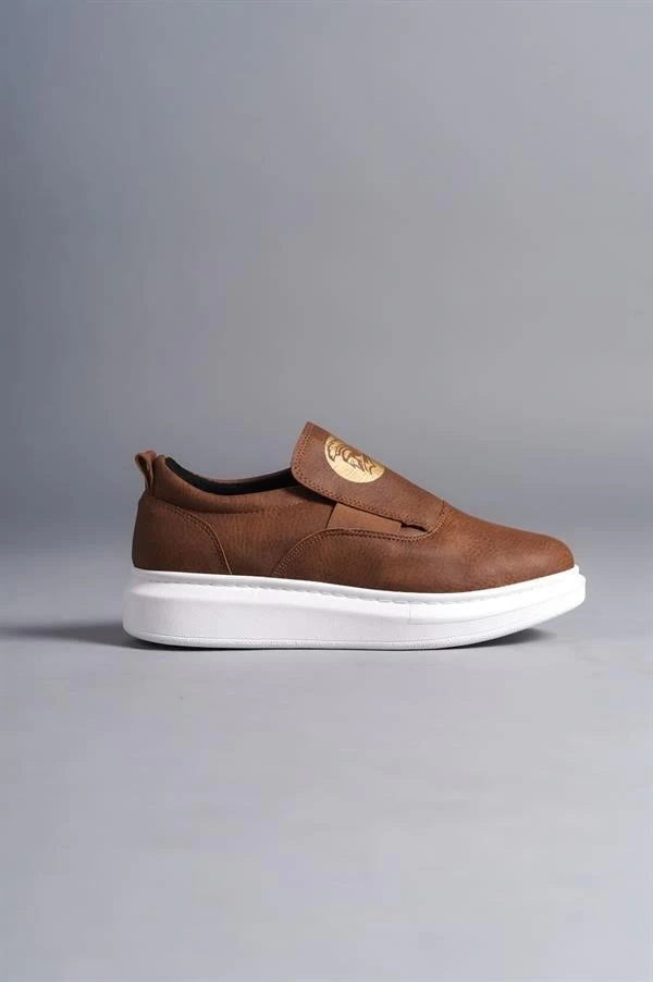 SLW161 Hippo Bağcıksız Cilt Erkek Günlük Sneaker Ayakkabı CBT - Taba