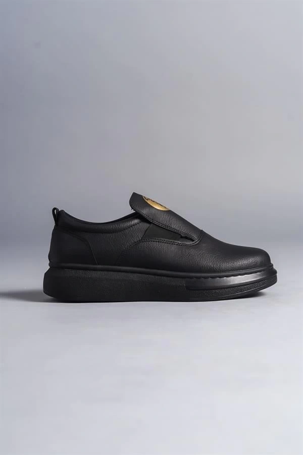 SLW161 Hippo Bağcıksız Cilt Erkek Günlük Sneaker Ayakkabı CST - Siyah