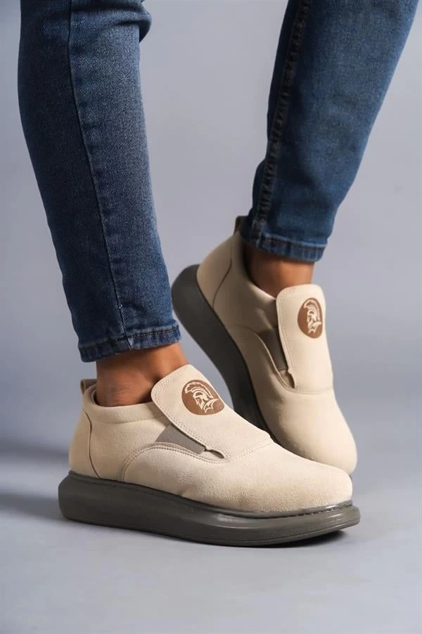 SLW161 Hippo Bağcıksız Süet Erkek Günlük Sneaker Ayakkabı SGT - Bej