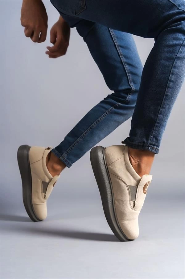 SLW161 Hippo Bağcıksız Süet Erkek Günlük Sneaker Ayakkabı SGT - Bej