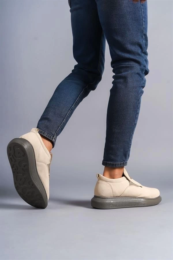 SLW161 Hippo Bağcıksız Süet Erkek Günlük Sneaker Ayakkabı SGT - Bej