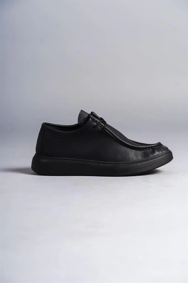 SLW170 Tornado Bağcıklı Cilt Erkek Günlük Spor Klasik Ayakkabı CST - Siyah