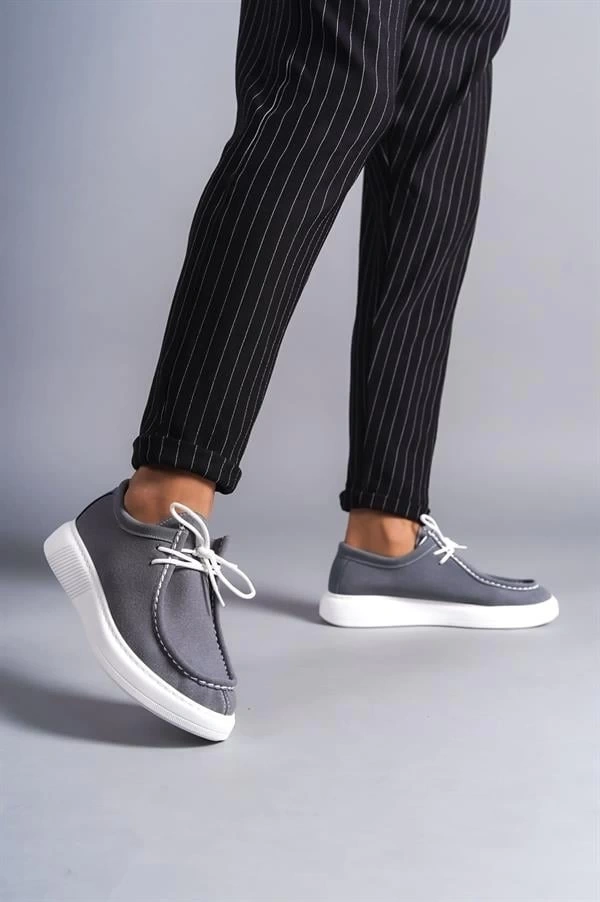 SLW170 Tornado Bağcıklı Süet Erkek Günlük Spor Klasik Ayakkabı SBT - Gri