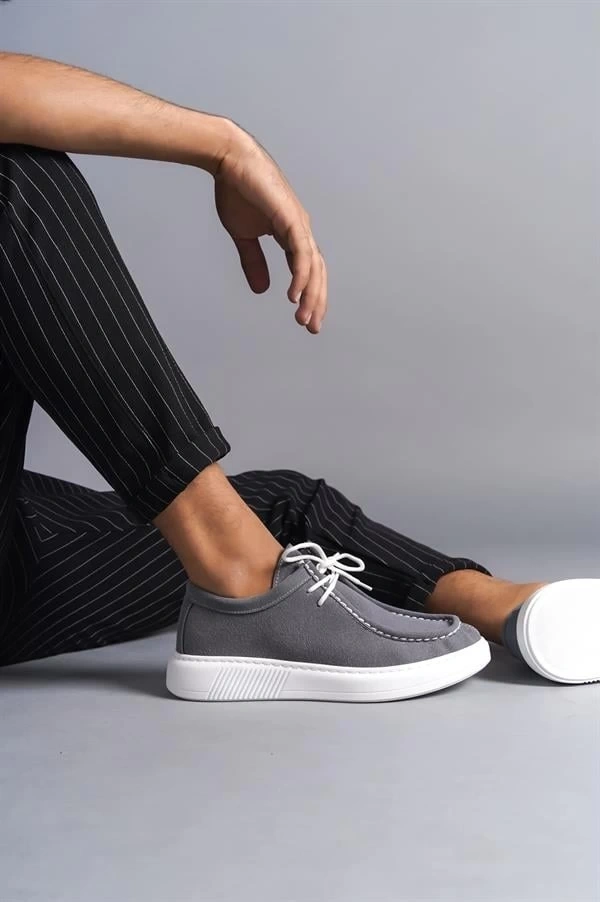 SLW170 Tornado Bağcıklı Süet Erkek Günlük Spor Klasik Ayakkabı SBT - Gri