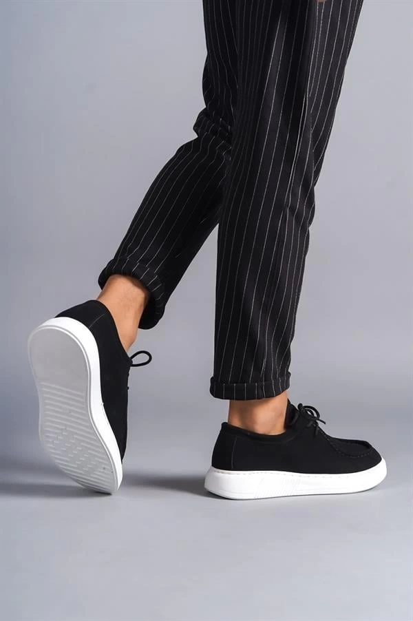 SLW170 Tornado Bağcıklı Süet Erkek Günlük Spor Klasik Ayakkabı SBT - Siyah