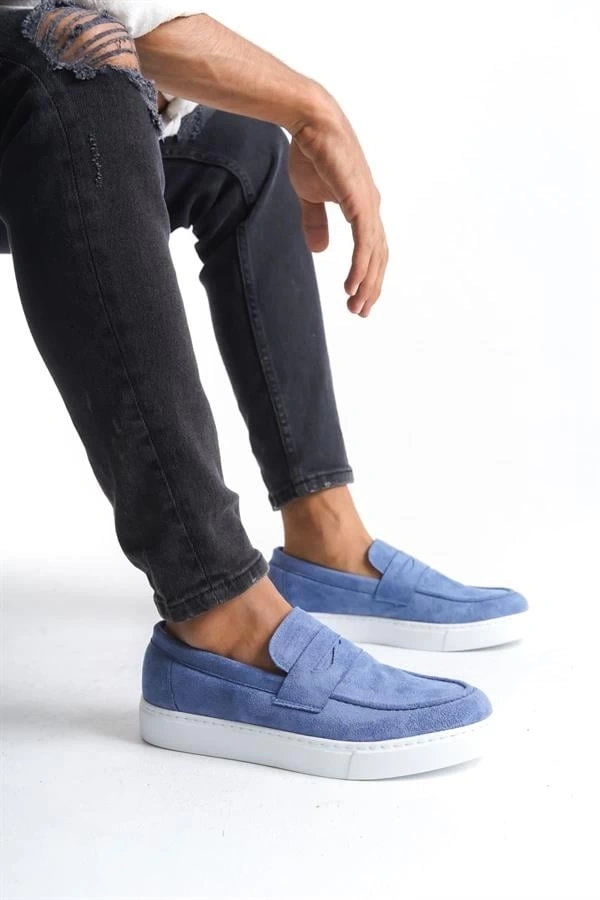 SLW180 Estilo X Bağcıksız Süet Erkek Günlük Spor Klasik Ayakkabı SBT - Mavi