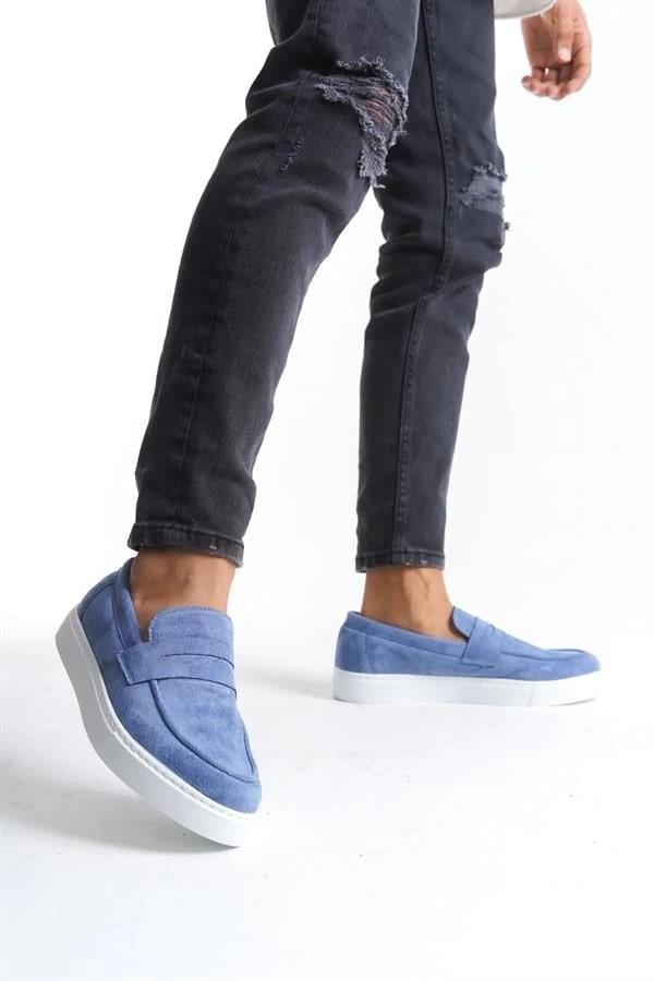 SLW180 Estilo X Bağcıksız Süet Erkek Günlük Spor Klasik Ayakkabı SBT - Mavi