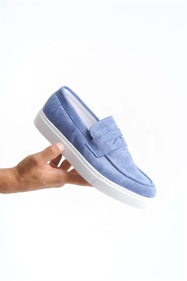 SLW180 Estilo X Bağcıksız Süet Erkek Günlük Spor Klasik Ayakkabı SBT - Mavi