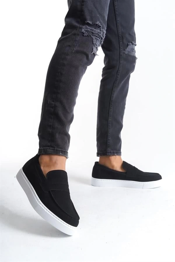 SLW180 Estilo X Bağcıksız Süet Erkek Günlük Spor Klasik Ayakkabı SBT - Siyah