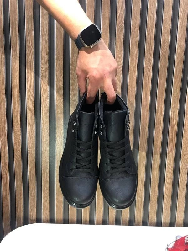 SLW202 Toronto Bağcıklı Cilt Erkek Spor Bot ST - Siyah