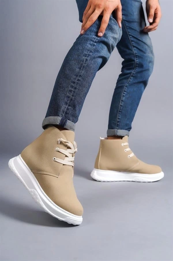 SLW204 Franca Bağcıklı Süet Erkek Spor Bot BT - Bej