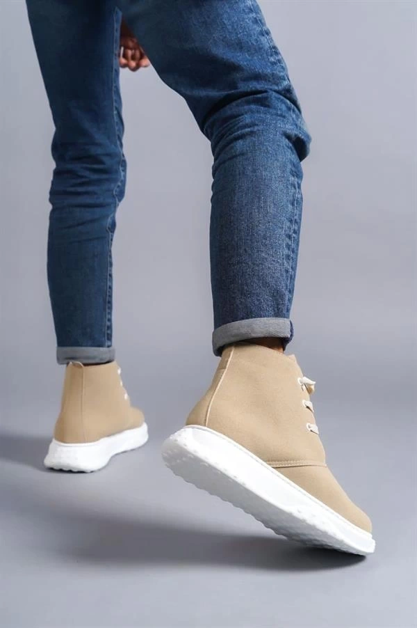 SLW204 Franca Bağcıklı Süet Erkek Spor Bot BT - Bej