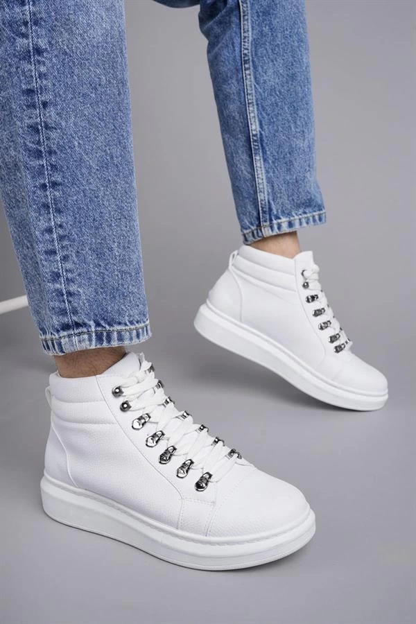 SLW206 Ottawa Bağcıklı Cilt Erkek Günlük Spor Bot BT - Beyaz