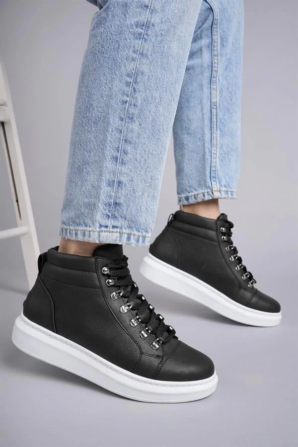 SLW206 Ottawa Bağcıklı Cilt Erkek Günlük Spor Bot BT - Siyah