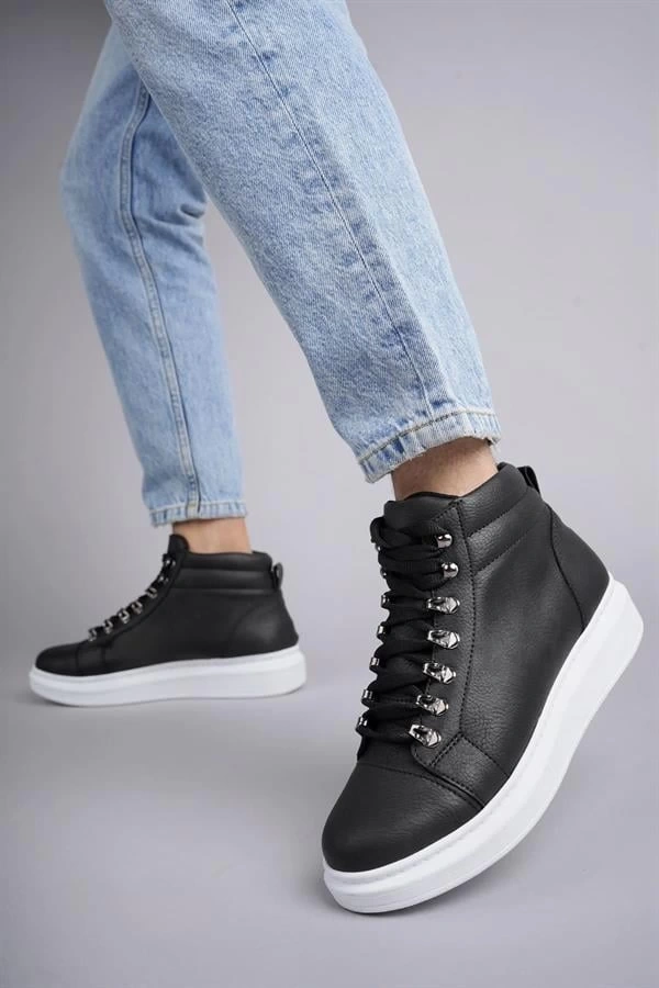 SLW206 Ottawa Bağcıklı Cilt Erkek Günlük Spor Bot BT - Siyah