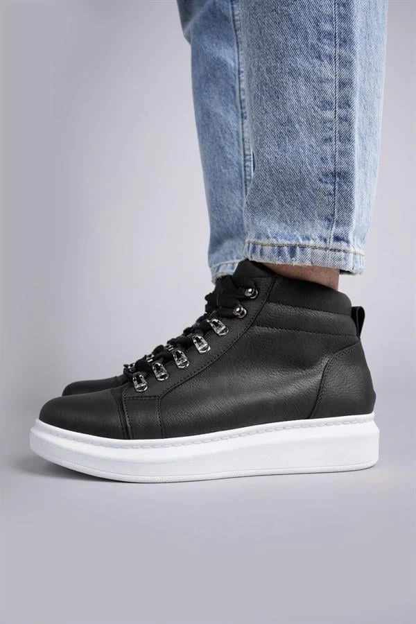 SLW206 Ottawa Bağcıklı Cilt Erkek Günlük Spor Bot BT - Siyah