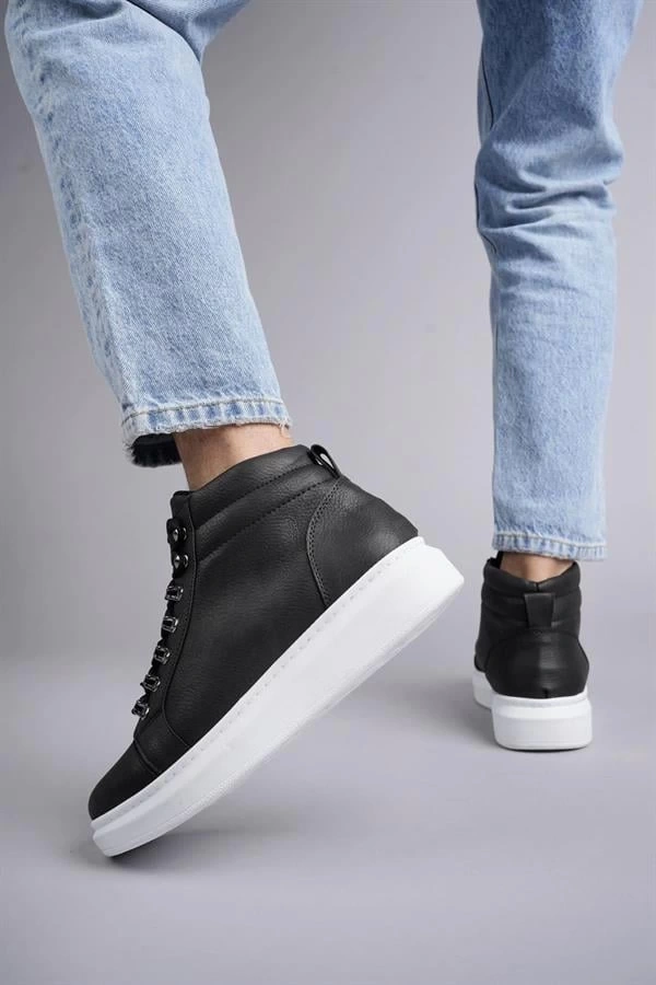 SLW206 Ottawa Bağcıklı Cilt Erkek Günlük Spor Bot BT - Siyah