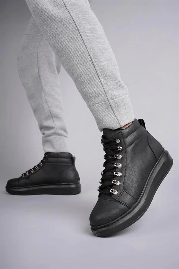 SLW206 Ottawa Bağcıklı Cilt Erkek Günlük Spor Bot ST - Siyah