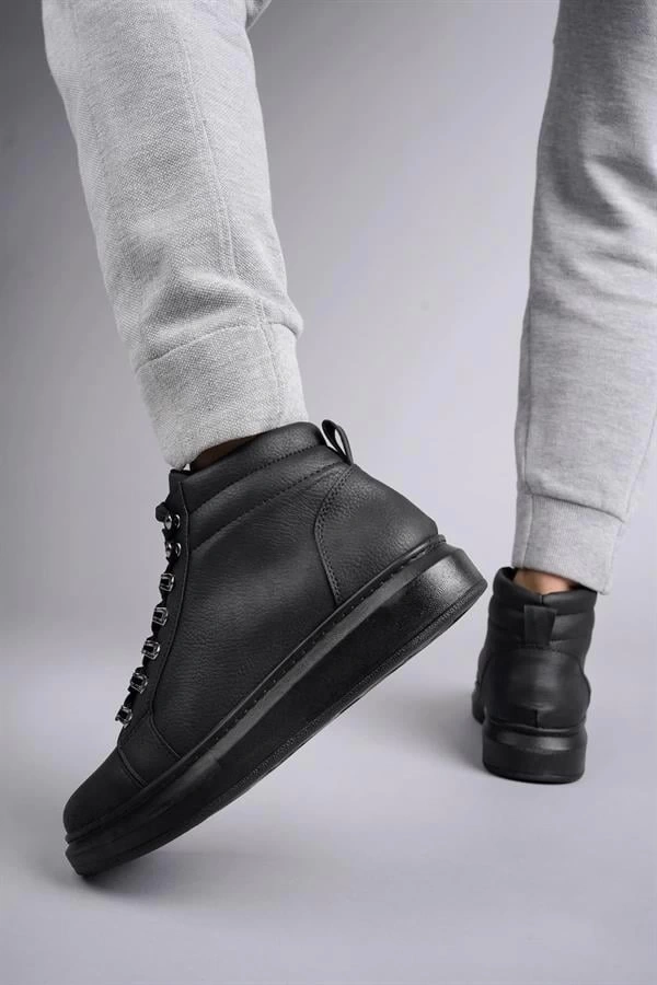 SLW206 Ottawa Bağcıklı Cilt Erkek Günlük Spor Bot ST - Siyah