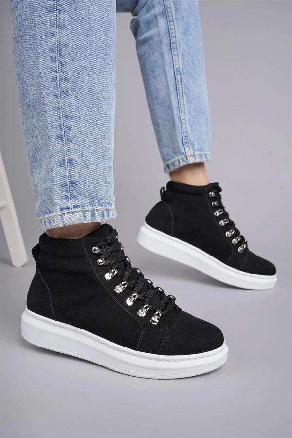 SLW206 Ottawa Bağcıklı Süet Erkek Günlük Spor Bot BT - Siyah