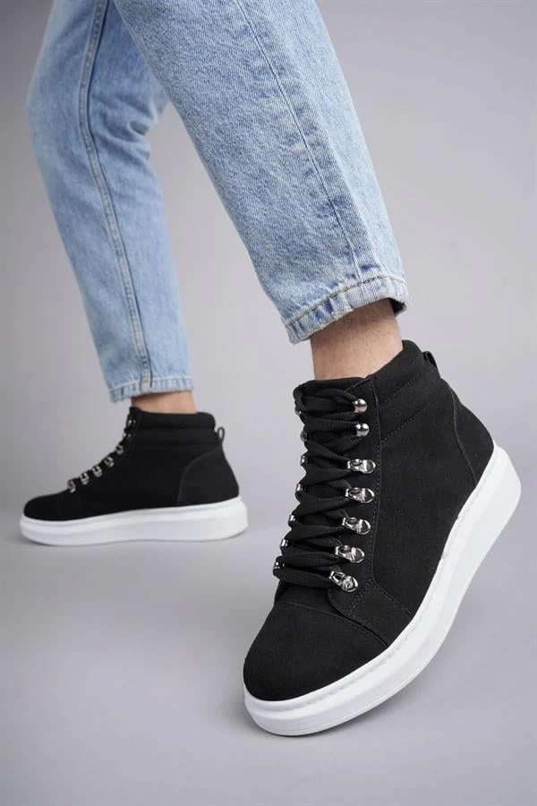 SLW206 Ottawa Bağcıklı Süet Erkek Günlük Spor Bot BT - Siyah