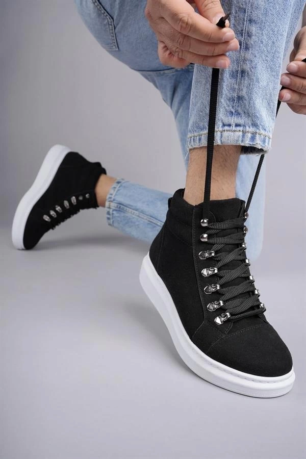 SLW206 Ottawa Bağcıklı Süet Erkek Günlük Spor Bot BT - Siyah