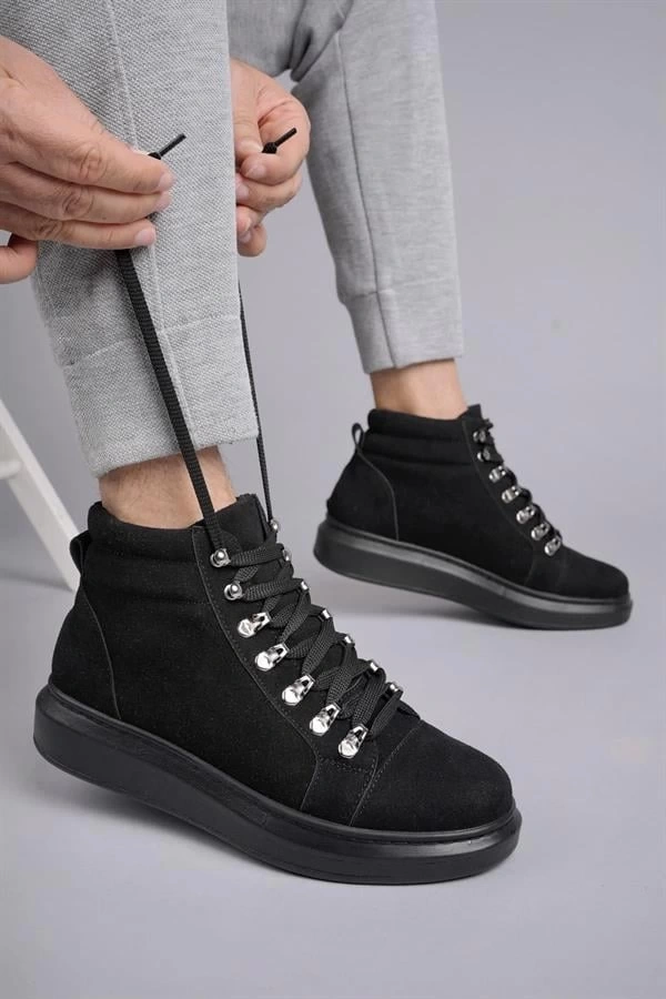 SLW206 Ottawa Bağcıklı Süet Erkek Günlük Spor Bot ST - Siyah