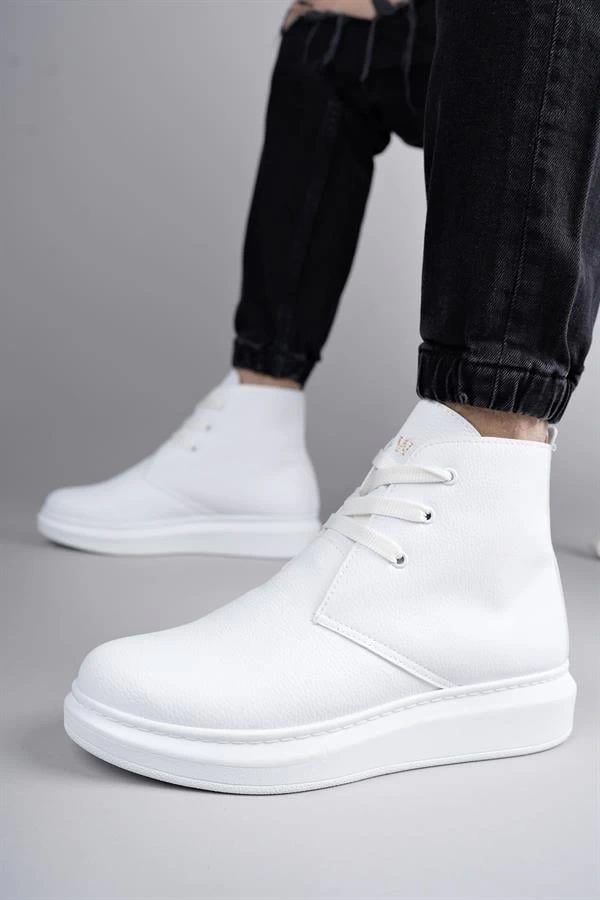 SLW207 Oslo Bağcıklı Cilt Erkek Günlük Spor Bot BT - Beyaz